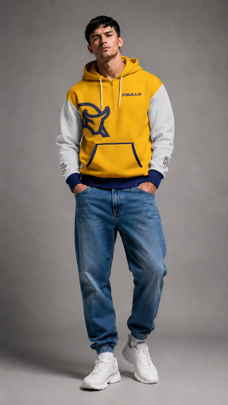 FB-3017 Yarım Fermuar Boğa Hoodie